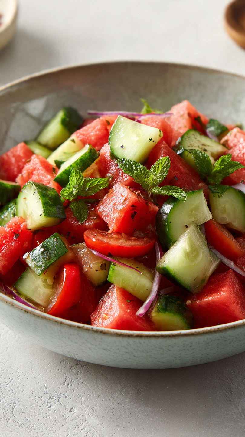 Watermelon and Cucumber Salad