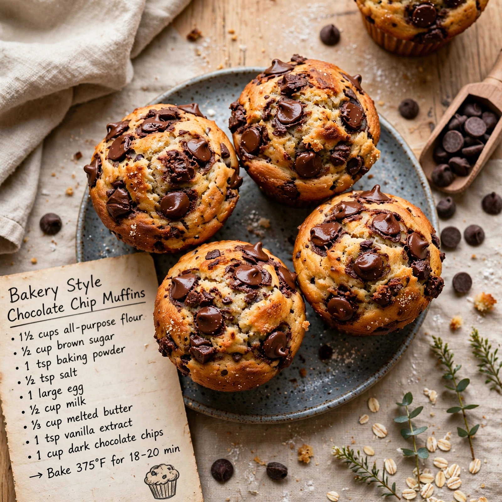 Bakery Style Chocolate Chip Muffins