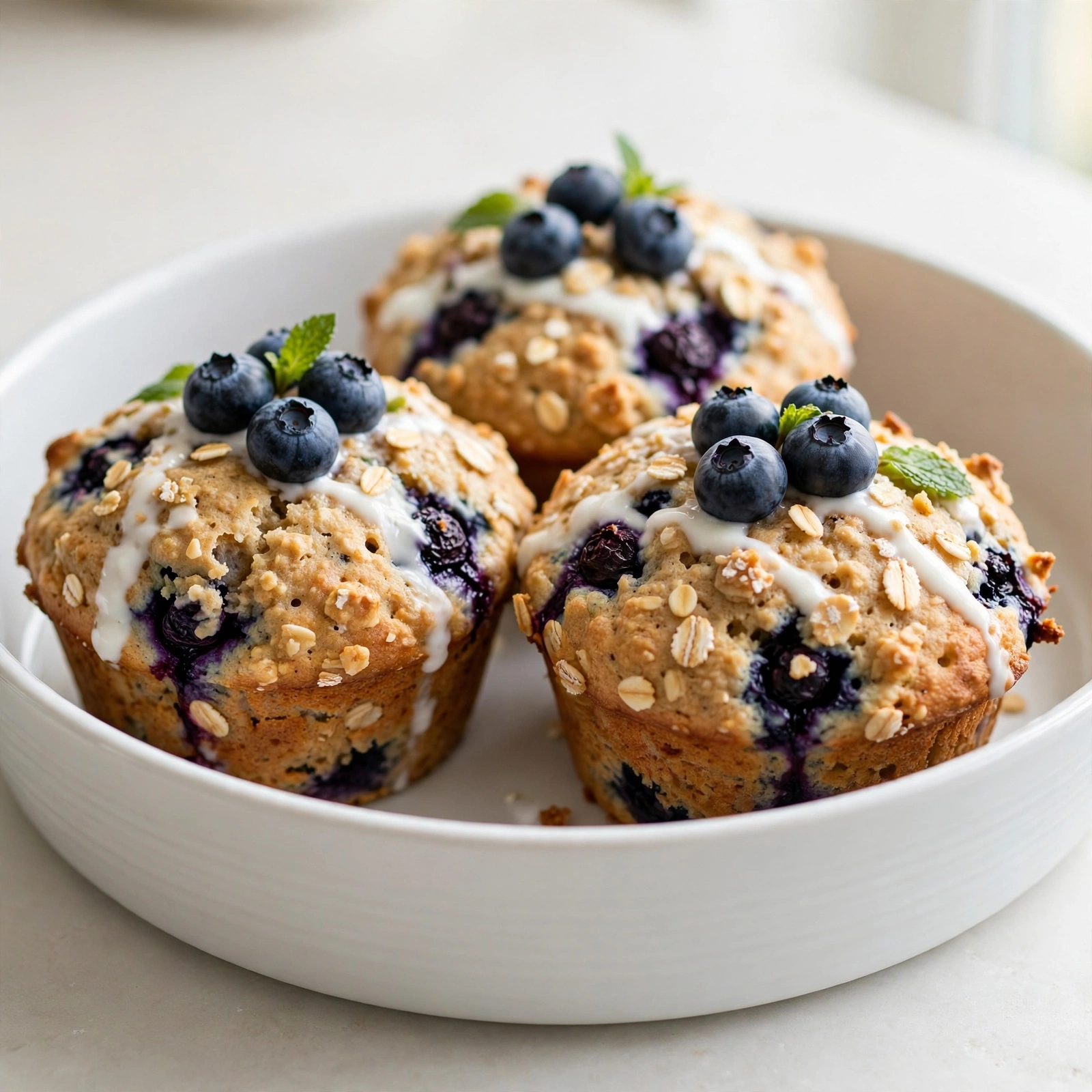 Blueberry Yogurt Oat Muffins