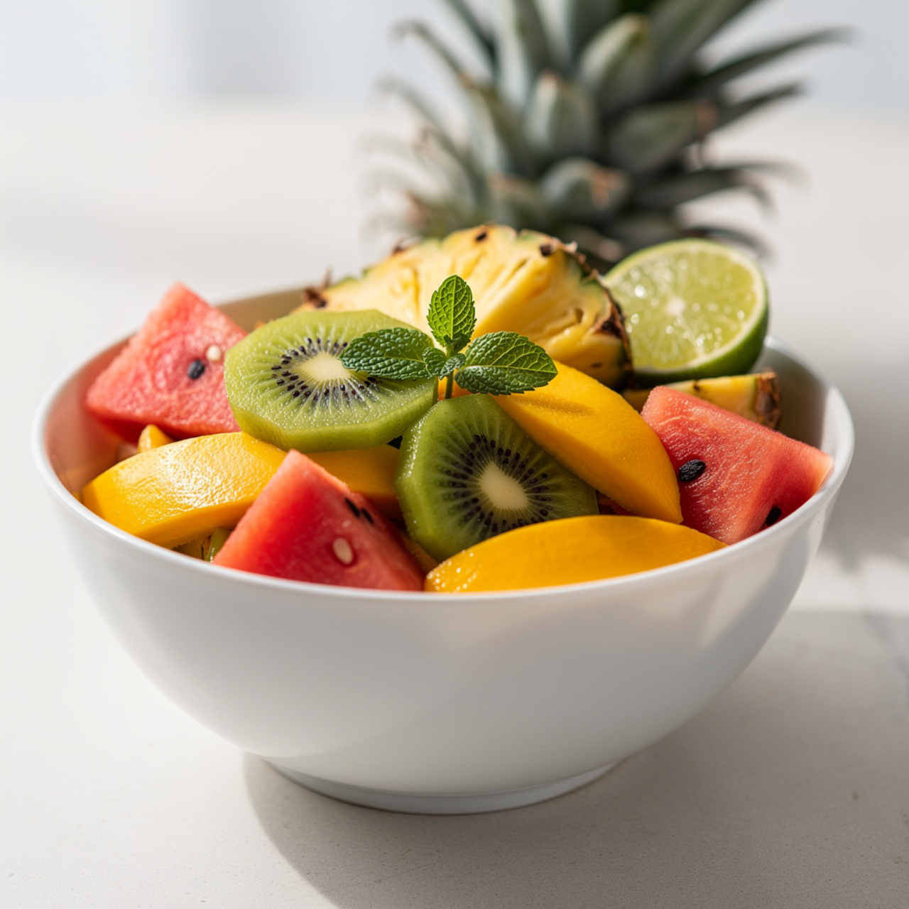 Tropical Fruit Salad With Honey Lime Dressing