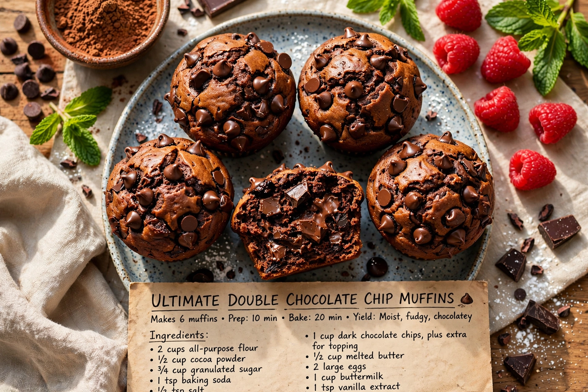 Ultimate Double Chocolate Chip Muffins