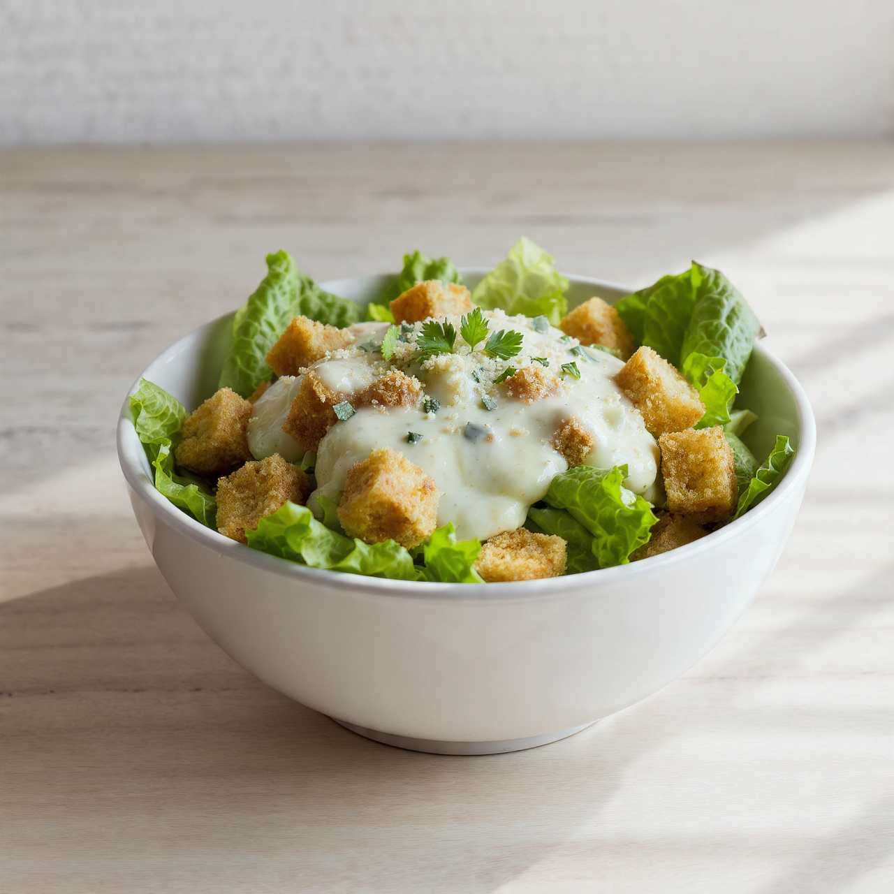 Creamy Vegan Caesar Salad with Crispy Chickpeas and Quinoa